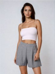 Szorty z kryształkami - szary. Szare szorty damskie Sinsay, l, bez wzorów. Za 45.99 zł.