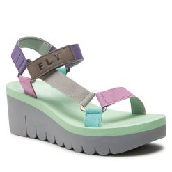 Sandały Fly London. Szare klapki damskie Fly London, bez wzorów, bez obcasa, na koturnie, bez zapięcia. Za 329.99 zł.