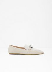 Loafersy z łańcuszkiem. Brązowe baleriny damskie bonprix, bez wzorów, bez obcasa. Za 92.99 zł.
