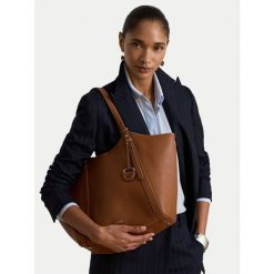 Torebka LAUREN RALPH LAUREN. Brązowe torebki do ręki damskie Lauren Ralph Lauren, bez wzorów, bez dodatków. Za 2,199.00 zł.