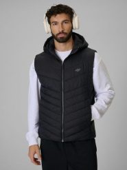 4F Bezrękawnik z wypełnieniem syntetycznym męski - czarny L. Czarne kurtki męskie 4f, l, bez wzorów, z materiału, bez kaptura. Za 249.99 zł.