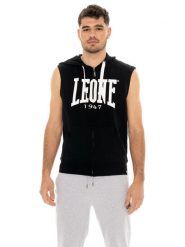 Leone Basic męska bluza z kapturem i bez rękawów zapinana na zamek. Czarne bluzy męskie LEONE 1947 APPAREL, m, bez wzorów, z kapturem. Za 248.39 zł.