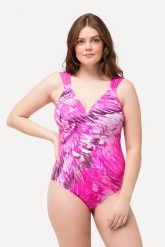 Damski Kostium kąpielowy skrzydła miękkie miseczki kokardka z recyklingu. Czerwone kostiumy jednoczęściowe damskie Ulla Popken, plus size, bez wzorów, z elastanu, plus size, do pływania. Za 239.99 zł.
