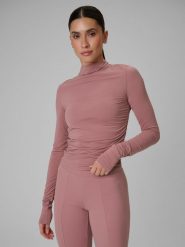 4F Longsleeve treningowy slim szybkoschnący damski - różowa S. Czerwone koszulki sportowe damskie 4f, s, bez wzorów, bez kołnierzyka, bez ramiączek, na fitness i siłownię. Za 129.99 zł.