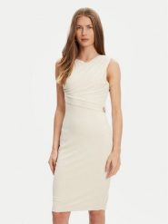 Guess Sukienka codzienna W5YK27 KAQL2 Écru Regular Fit. Sukienki damskie Guess, na co dzień, s, z aplikacjami, bez kołnierzyka, bez ramiączek, proste. Za 259.99 zł.