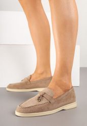 Ciemnobeżowe Mokasyny z Imitacji Zamszu z Ozdobną Aplikacją Tasseli. Brązowe mokasyny damskie Born2be, biznesowe. Za 89.99 zł.