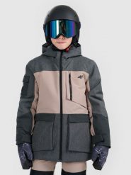 4F Kurtka snowboardowa membrana 10000 dziecięca - brązowa 140 (9-10 lat). Brązowe kurtki i płaszcze dla chłopców 4f, na zimę, bez wzorów, bez kaptura. Za 449.99 zł.