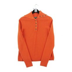 Damski pomarańczowy sweter. Brązowe swetry damskie Ralph Lauren, l, bez wzorów, z materiału, eleganckie, bez kołnierzyka, bez ramiączek, bez kaptura. Za 89.42 zł.