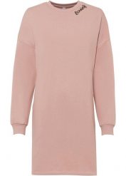 Sukienka dresowa oversized. Czerwone sukienki damskie bonprix, bez wzorów, z dresówki, bez kołnierzyka, bez ramiączek, mini. Za 97.99 zł.
