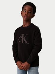 Calvin Klein Jeans Sweter Towelling Ck IB0IB02219 Czarny Regular Fit. Czarne swetry dla chłopców Calvin Klein Jeans, bez wzorów, z bawełny, bez kołnierzyka, bez kaptura. Za 219.99 zł.