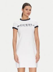 Guess Sukienka codzienna V5GK02 KCQX1 Biały Slim Fit. Białe sukienki damskie Guess, na co dzień, xs, z aplikacjami, z bawełny, bez kołnierzyka, bez ramiączek, proste. Za 209.99 zł.