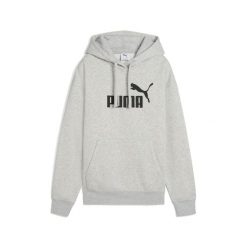 Damska wygodna bluza z kapturem Essentials z logo No. 1 PUMA Light Gray Heather. Szare bluzy sportowe damskie Puma, bez wzorów, z gumy, z kapturem, do biegania. Za 229.00 zł.