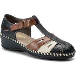 Sandały RIEKER - N1667-14 Blau Kombi. Niebieskie klapki damskie marki Rieker, bez wzorów, ze skóry ekologicznej. Za 249.00 zł.