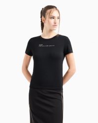 Koszulka damska EA7 Emporio Armani Natural Ventus 7. Czarne koszulki sportowe damskie EA7, l, bez wzorów, z elastanu, bez kołnierzyka, bez ramiączek, na fitness i siłownię. Za 229.99 zł.