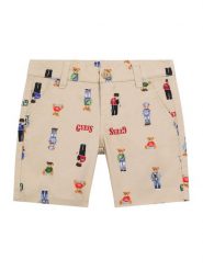 Guess Szorty materiałowe N6RD03 WFY91 Beżowy Regular Fit. Brązowe szorty dla chłopców Guess, z aplikacjami, z bawełny. Za 214.99 zł.