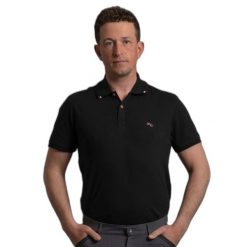 Koszulka polo do jazdy konnej Premier Equine Respiro. Czarne koszulki polo męskie PREMIER EQUINE, na lato, m, z aplikacjami, z bawełny, eleganckie, bez ramiączek. Za 307.00 zł.