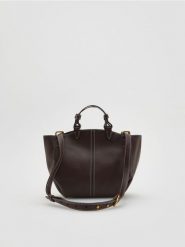 Torebka shopper - ciemnobrązowy. Brązowe torebki shopper damskie Reserved, bez wzorów, ze skóry, bez dodatków. Za 149.99 zł.