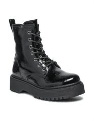 Jenny Fairy Trzewiki WSD1916-01 Czarny. Czarne botki damskie Jenny Fairy, ze skóry, bez obcasa, na płaskiej podeszwie, bez zapięcia. Za 179.99 zł.