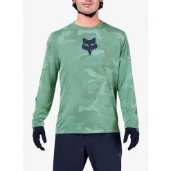 Bluza rowerowa męska Fox Ranger Tru Dri LS Jersey. Zielone bluzy męskie FOX, m, bez wzorów, z jersey, bez kaptura. Za 313.49 zł.