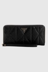GUESS Czarny duży portfel damski Laurel. Czarne portfele damskie Guess, z aplikacjami, ze skóry ekologicznej. W wyprzedaży za 180.99 zł.