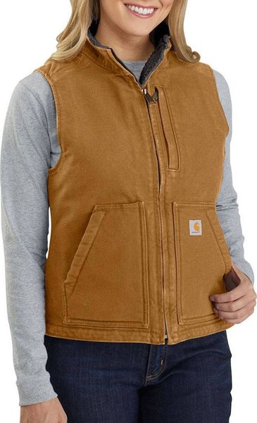 Carhartt Damska Kamizelka Carhartt Sherpa Lined Mock Brown. Brązowe kurtki damskie Carhartt, bez wzorów, bez kaptura. Za 521.37 zł.