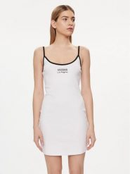 Guess Sukienka codzienna E4GK00 KBP41 Biały Slim Fit. Białe sukienki damskie Guess, na co dzień, xs, z aplikacjami, z bawełny, bez kołnierzyka, bez ramiączek, proste. Za 149.99 zł.