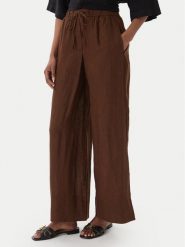 Tommy Hilfiger Spodnie materiałowe WW0WW48970 Brązowy ciemny Wide Leg. Brązowe spodnie materiałowe damskie Tommy Hilfiger, l, bez wzorów, ze lnu. Za 489.99 zł.