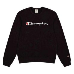 Męska Bluza Z Okrągłym Dekoltem. Czarne bluzy męskie Champion, m, bez wzorów, bez kaptura, trekkingowe. Za 271.99 zł.