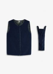 Miękka kamizelka 3 w 1 na okres ciąży z wstawką na nosidełko z polarowego kożuszka. Niebieskie kurtki damskie bonprix, bez wzorów, z polaru, moda ciążowa, bez kaptura. Za 229.99 zł.