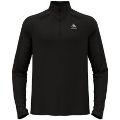 Bluza tech. męska Odlo Mid layer ESSENTIAL 1/2 ZIP. Czarne bluzy męskie Odlo, m, bez wzorów, z materiału, bez kaptura. Za 279.99 zł.