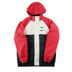 Second life - Kurtka przeciwwiatrowa męska Double Swoosh - Stan bardzo dobry. Czerwone kurtki męskie Nike, m, bez wzorów, z materiału. Za 207.36 zł.