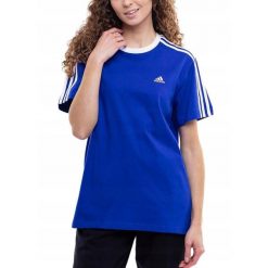 Adidas koszulka Kobieta t-shirt bluzka sportowa Essentials 3-Stripes r. S. Koszulki sportowe damskie Adidas, l, bez wzorów, z bawełny, bez kołnierzyka, bez ramiączek. Za 102.00 zł.