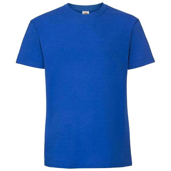 Męska Koszulka Iconic 195 Z Bawełny Premium Ringspun. Niebieskie koszulki sportowe męskie Fruit of the Loom, m, bez wzorów, z bawełny, bez kołnierzyka, bez ramiączek, trekkingowe. Za 31.99 zł.