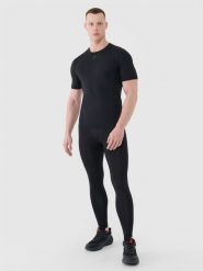 4F Legginsy treningowe męskie - czarne L. Czarne legginsy sportowe męskie 4f, l, bez wzorów, z dzianiny, do biegania. W wyprzedaży za 99.99 zł.