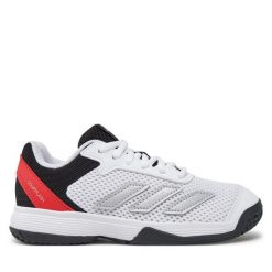 Buty do tenisa adidas. Białe buty sportowe dziewczęce Adidas, bez wzorów, bez zapięcia, tenisowe. Za 159.99 zł.