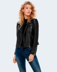 Kurtka Kobieta ONLY ONLGEMMA FAUX LEATHER BIKER OTW NOOS. Czarne kurtki damskie Only, na jesień, uniwersalny, bez wzorów, ze skóry, bez kaptura. Za 218.70 zł.