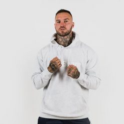 Bluza męska fitness z kapturem szara PRO Hoodie. Szare bluzy sportowe męskie GYMBEAM, m, bez wzorów, z bawełny, z kapturem, na fitness i siłownię. Za 88.90 zł.