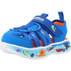 Sandały SKECHERS 407041N Niebieski. Niebieskie sandały męskie Skechers, z materiału, bez zapięcia. Za 170.99 zł.