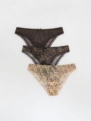 Siateczkowe majtki figi 3 pack - brązowy. Brązowe bikini damskie Reserved, l, bez wzorów. Za 59.99 zł.