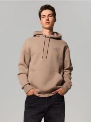Bluza z napisem z domieszką bawełny - beżowy. Brązowe bluzy męskie Sinsay, l, bez wzorów, z bawełny, bez kaptura. Za 49.99 zł.