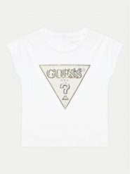 Guess T-Shirt K5GI12 K6YW4 Biały Boxy Fit. Białe t-shirty i topy dla dziewczynek Guess, z aplikacjami, z bawełny, bez ramiączek. Za 59.99 zł.