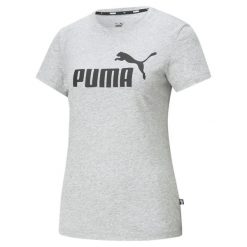 Damska koszulka z logo Essentials PUMA Light Gray Heather. Czarne koszulki sportowe damskie Puma, m, bez wzorów, bez kołnierzyka, bez ramiączek, na jogę i pilates. Za 79.99 zł.