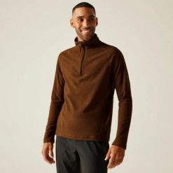 Lekka polarowa bluza z półzamkiem Regatta Montes. Brązowe bluzy sportowe męskie Regatta, m, bez wzorów, z materiału, bez kaptura, trekkingowe. Za 133.00 zł.