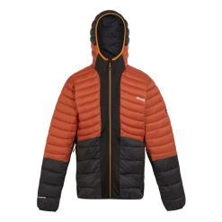 Kurtka z kapturem Regatta Leedre. Czarne kurtki męskie Regatta, bez wzorów, z puchu, sportowe, z kapturem. W wyprzedaży za 352.50 zł.