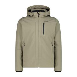 Kurtka z zamkiem błyskawicznym z kapturem CMP. Szare kurtki sportowe męskie CMP, bez wzorów, z softshellu, trekkingowe. Za 371.50 zł.