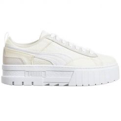 Buty do chodzenia damskie Puma Mayze Patchwork. Białe obuwie sportowe damskie Puma, bez wzorów, z materiału, trekkingowe. Za 314.00 zł.