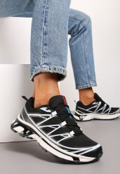 Czarno-Białe Sneakersy na Grubej Podeszwie ze Sznurowaniem i Ozdobnymi Gumowymi Elementami Tellgina. Czarne obuwie sportowe damskie Renee, bez wzorów, z gumy. Za 89.99 zł.