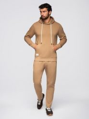 Komplet dresowy męski set bluza z kapturem + spodnie regular fit - camel V2 - Rozmiar: XL. Brązowe bluzy sportowe męskie Ombre Clothing, m, z aplikacjami, z bawełny, trekkingowe. Za 339.99 zł.