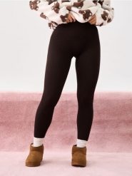 Prążkowane legginsy - brązowy. Brązowe legginsy damskie Sinsay, l, bez wzorów, prążkowane. Za 39.99 zł.