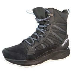 Buty do chodzenia damskie Merrell Bravada Edge 2 Thermo Mid Waterproof. Czarne obuwie sportowe damskie Merrell, bez wzorów, z materiału, trekkingowe. Za 499.99 zł.